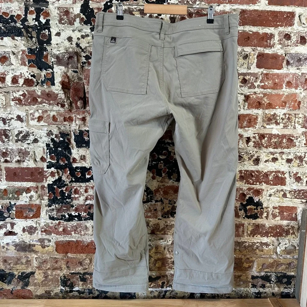 Prana Pants Men 38x29 tan Nylon Stretch Hike Camp Fish Gorpcore